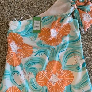 Lily Pulitzer one shoulder silk top